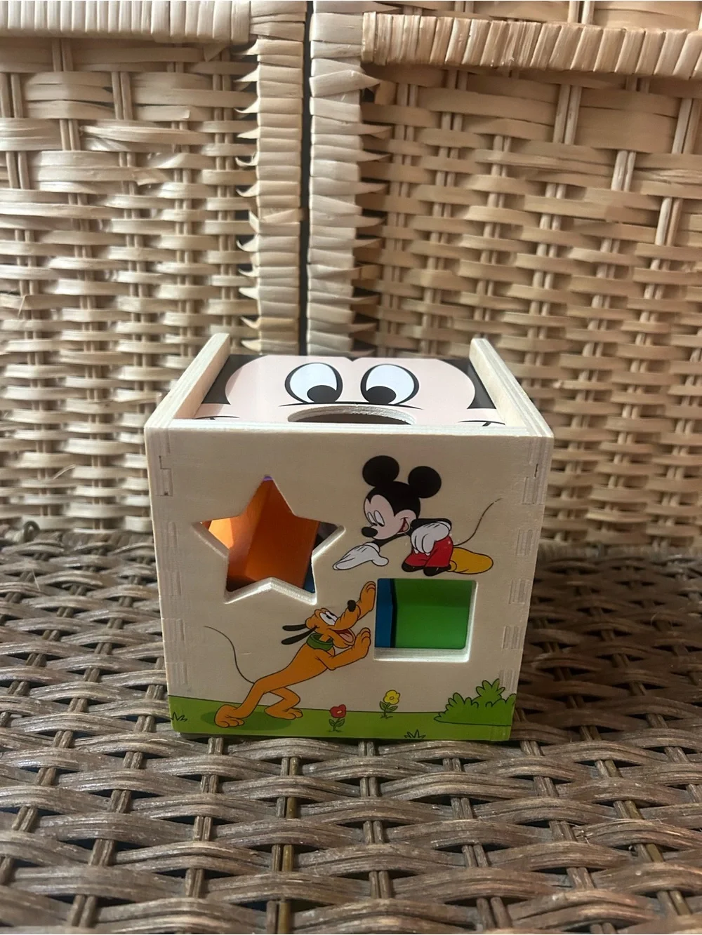 Melissa & Doug Disney Mickey Mouse Wood Shape Sorting Cube